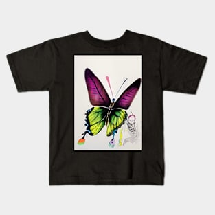 SURREAL AND CUTE PURPLE WINGED BUTTERFLY Kids T-Shirt